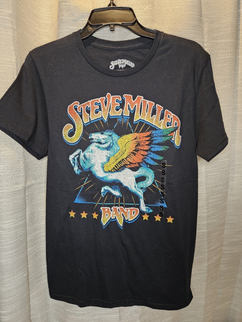 Steve Miller Band Black T-Shirt Men Small Retro Pegasus Rock Tee NEW - Picture 3 of 10